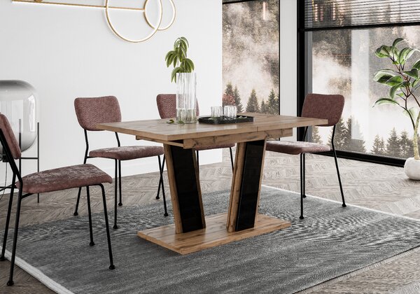 Rozkládací jídelní stůl MUSS 160 Kombinace barev: MUSS 160 table wotan/černý lesk