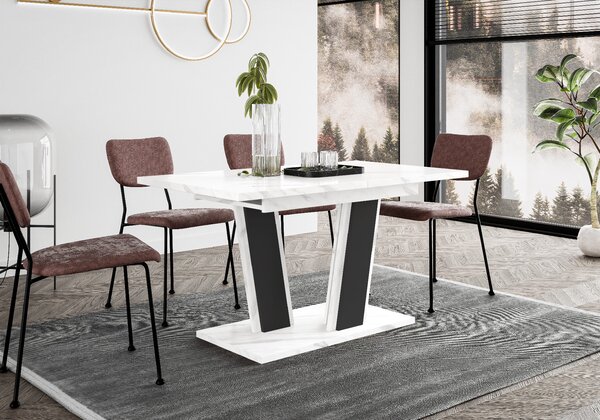 Rozkládací jídelní stůl MUSS 160 Kombinace barev: MUSS 160 table bianco marble black