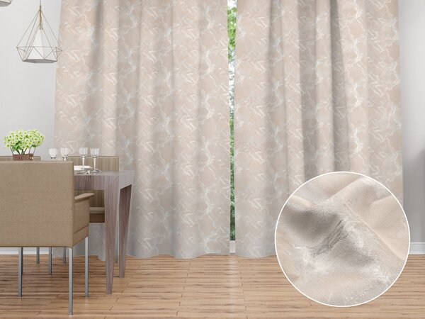 Biante Sametový závěs Isabela IBL-018 Zlatý/kouřový mramor na pudrově béžovém - šířka 135 cm 135x140 cm