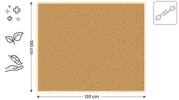 Korková nástěnka 120 x 100 ALLboards NATURAL TK1210D