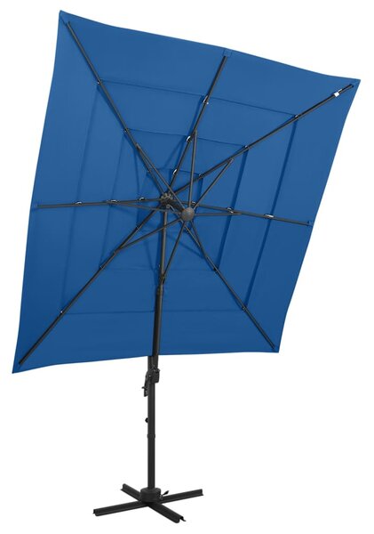 4stupňový slunečník s hliníkovou tyčí azurově modrý 250x250 cm