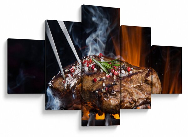 Obraz steaku na grilu (125x70 cm)