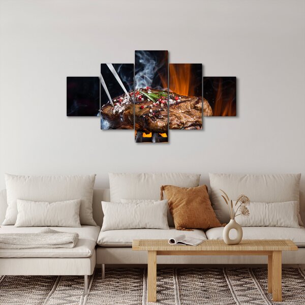Obraz steaku na grilu (125x70 cm)