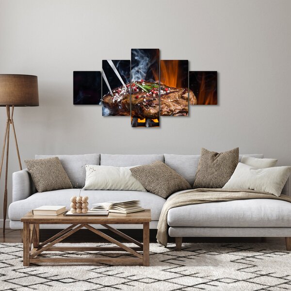 Obraz steaku na grilu (125x70 cm)