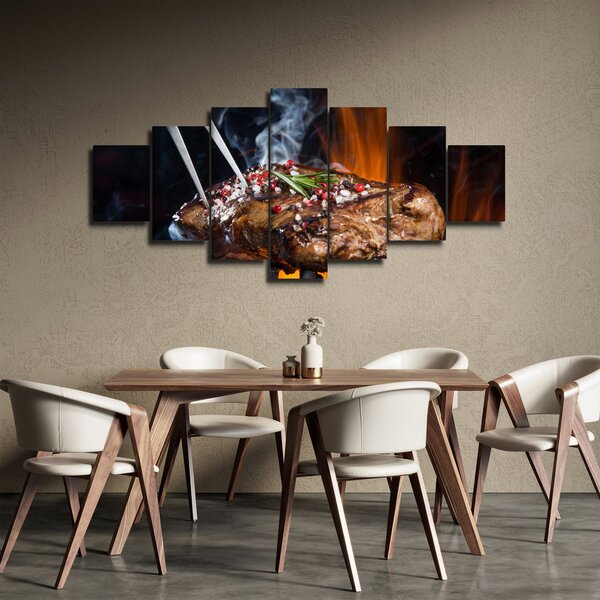 Obraz steaku na grilu (210x100 cm)