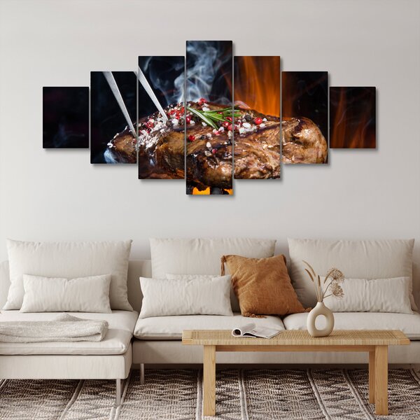 Obraz steaku na grilu (210x100 cm)