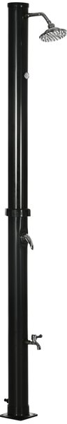 Outsunny 20L Zahradní solární sprcha s kulovou sprchovou hlavicí a horkou vodou - max. 60℃ a nožní sprcha pro bazén, patio a pláž, rozměry 15.5x15.5x2