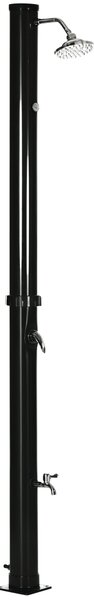 Outsunny 20L Zahradní solární sprcha s kulovou sprchovou hlavicí a horkou vodou - max. 60℃ a nožní sprcha pro bazén, patio a pláž, rozměry 15.5x15.5x2