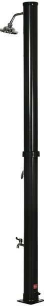 Outsunny 20L Zahradní solární sprcha s kulovou sprchovou hlavicí a horkou vodou - max. 60℃ a nožní sprcha pro bazén, patio a pláž, rozměry 15.5x15.5x2