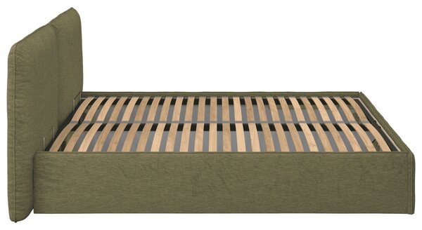 -25 % Dny MOMENTI– noo.ma Zelená čalouněná dvoulůžková postel Melu 160 x 200 cm s úložným prostorem