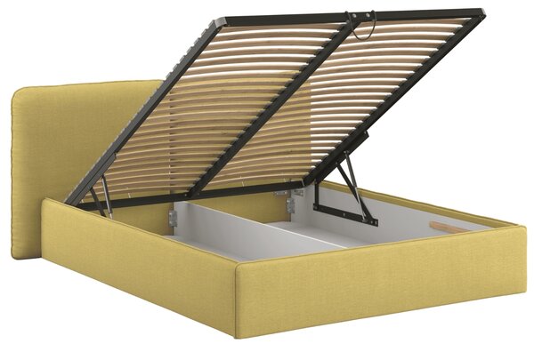 -25 % Dny MOMENTI– noo.ma Žlutá čalouněná dvoulůžková postel Melu 160 x 200 cm s úložným prostorem