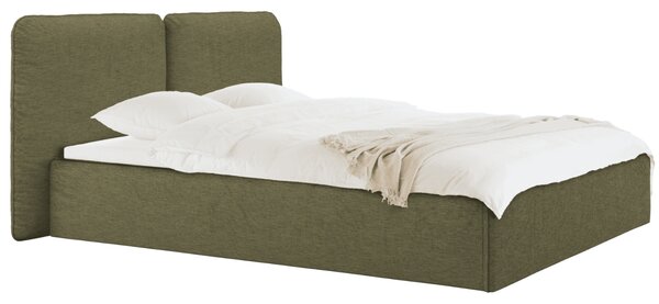 -25 % Dny MOMENTI– noo.ma Zelená čalouněná dvoulůžková postel Melu 160 x 200 cm s úložným prostorem