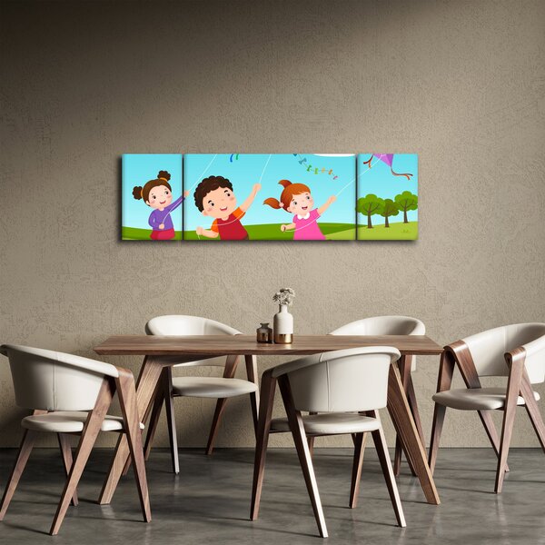 Obraz - Děti pouští draka (170x50 cm)