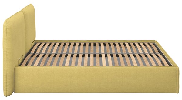 -25 % Dny MOMENTI– noo.ma Žlutá čalouněná dvoulůžková postel Melu 160 x 200 cm s úložným prostorem