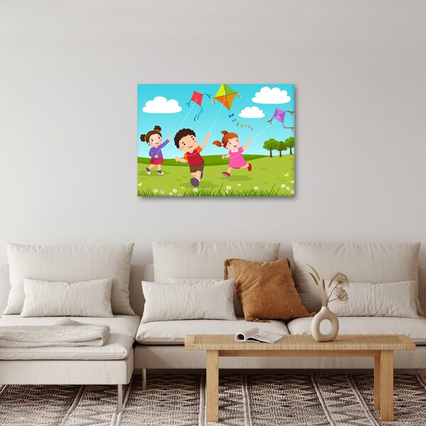 Obraz - Děti pouští draka (70x50 cm)