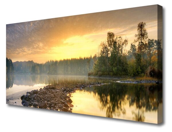 Obraz na plátně Jezero Kameny Krajina 125x50 cm