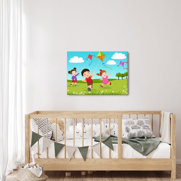 Obraz - Děti pouští draka (70x50 cm)