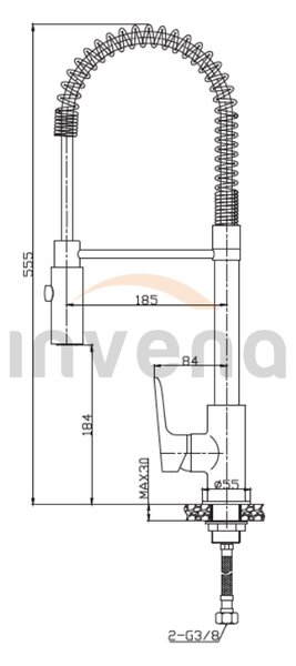 Invena Dokos, stojánková dřezová baterie, chromová, INV-BZ-19-S01-V