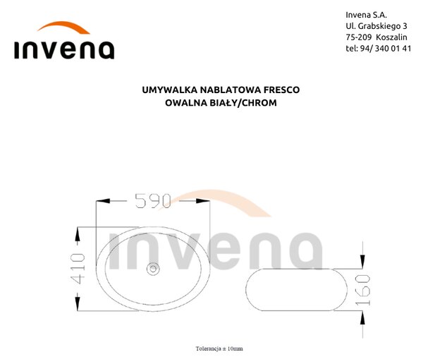 Invena Fresco, umyvadlo na desku 59x41x15 cm, bílá-stříbrná, INV-CE-31-001-W