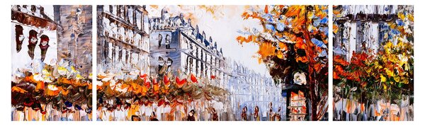 Obraz - Život ve městě (170x50 cm)