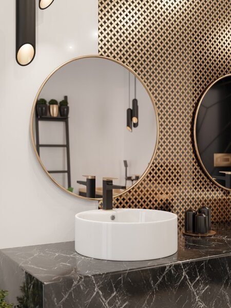 Invena Granada, kulaté umyvadlo na desku 410x410x145 mm, bílá, INV-CE-44-001-W