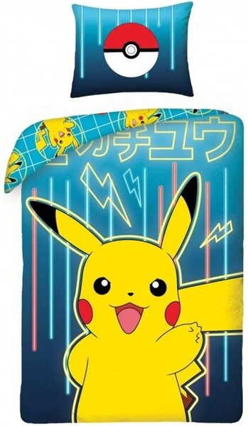 Bavlněné ložní povlečení Pokémon Pikachu - 100% bavlna - 70 x 90 cm + 140 x 200 cm