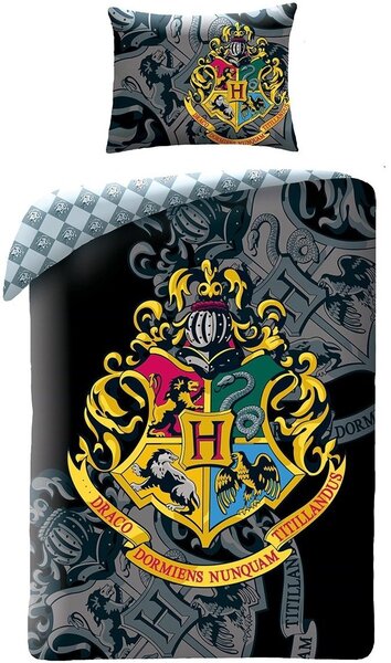 Bavlnění ložní povlečení Harry Potter - motiv erb školy Bradavice - 100% bavlna - 70 x 90 cm + 140 x 200 cm