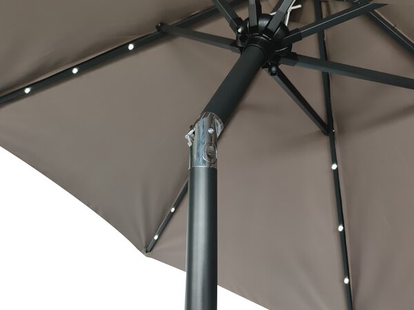 Zahradní slunečník Houseland Luna s LED osvětlením 270 cm tmavě hnědý