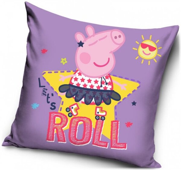 Polštář Prasátko Peppa na bruslích - 40 x 40 cm