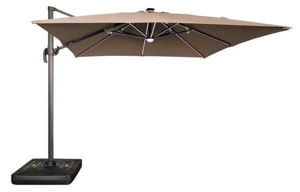 Zahradní slunečník Houseland Vexon s LED osvětlením 300x300 cm světle hnědý