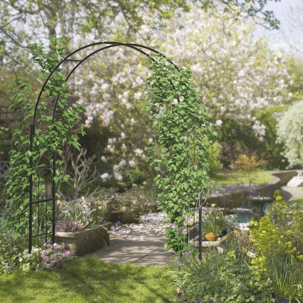 Zahradní oblouk Outsunny pro popínavé rostliny, kovový zahradní oblouk pro dekorace a akce, 157x40x223cm, černý | Aosom