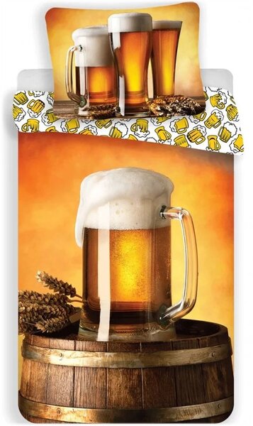Bavlněné povlečení Zlatý mok - Pivo - 100% bavlna - 70 x 90 cm + 140 x 200 cm