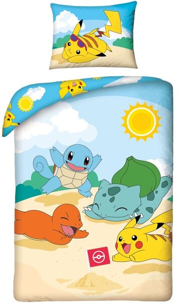 Bavlněné ložní povlečení Pokémoni - motiv Hano beach - 100% bavlna - 70 x 90 cm + 140 x 200 cm