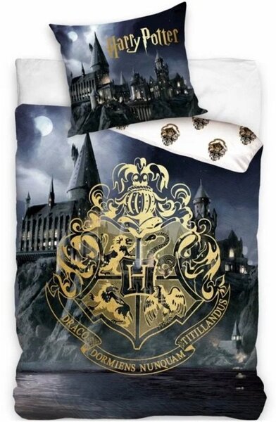 Bavlněné ložní povlečení Harry Potter - Škola čar a kouzel v Bradavicích - 100% bavlna - 70 x 90 cm + 140 x 200 cm