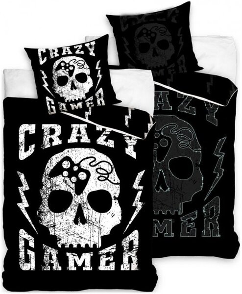 Bavlněné ložní povlečení Crazy Gamer - se svítícím efektem - 100% bavlna Renforcé - 70 x 90 cm + 140 x 200 cm