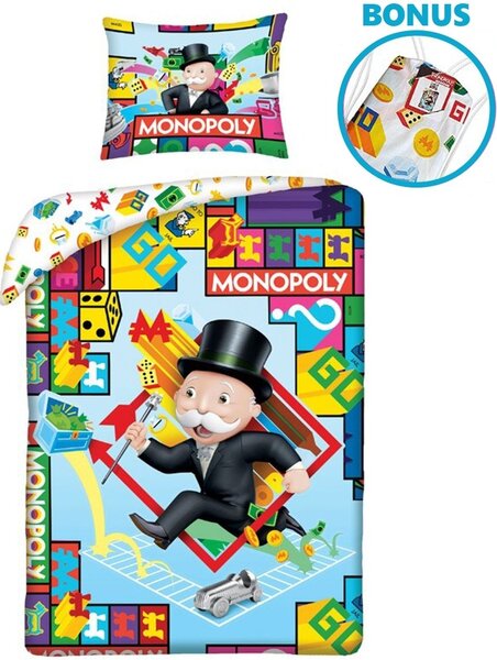 Bavlněné ložní povlečení Monopoly - 100% bavlna - 70 x 90 cm + 140 x 200 cm