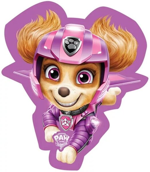 Tvarovaný 3D polštářek Tlapková patrola - Paw Patrol - motiv Skye v akci - 41 x 34 cm