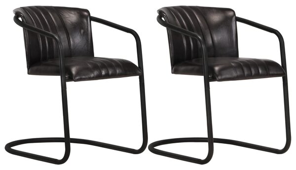 Jídelní židle 2 ks černé pravá kůže