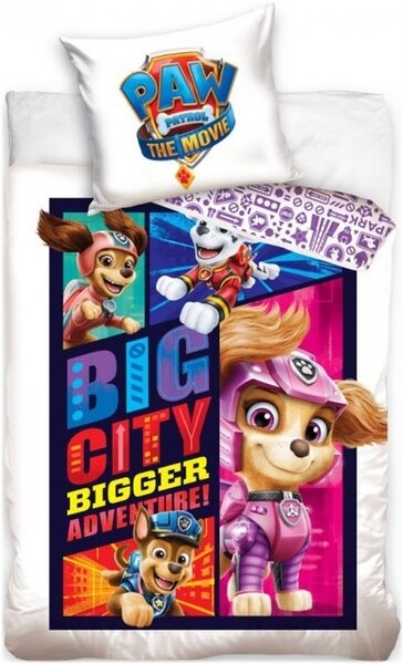 Bavlněné ložní povlečení Tlapková patrola ve filmu - Paw Patrol - bílé - 100% bavlna Renforcé - 70 x 90 cm + 140 x 200 cm