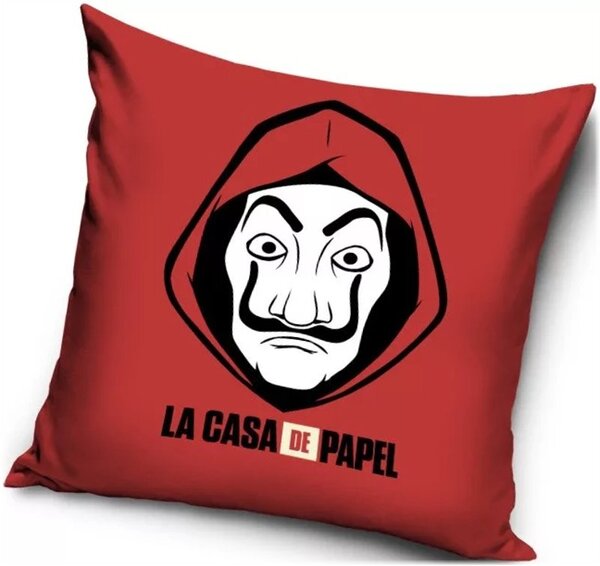 Polštář Papírový dům - La casa de papel - Money Heist - červený 40 x 40 cm