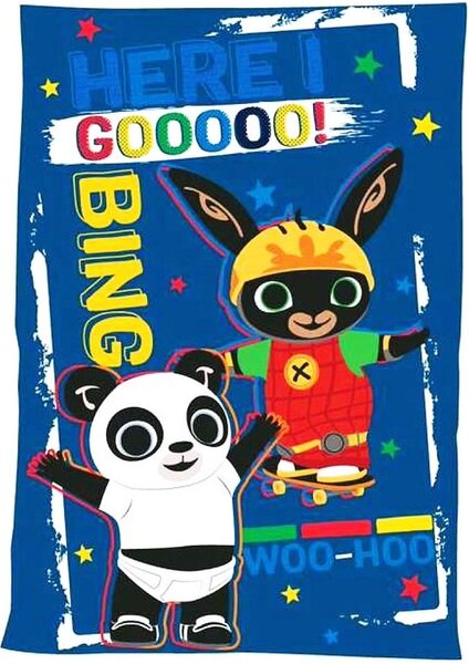 Dětská fleecová deka Zajíček Bing Bunny - motiv Here I Goooo! - polar fleece 170 GSM - 100 x 140 cm