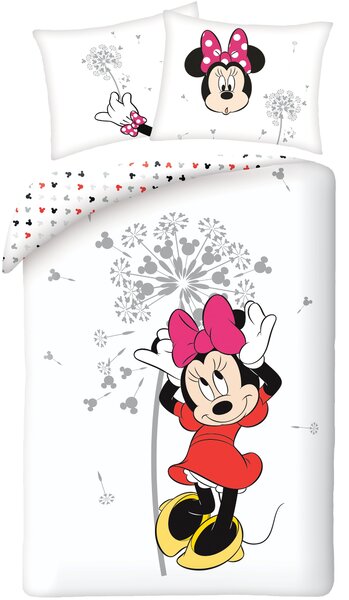 Bavlněné ložní povlečení Disney - motiv Minnie Mouse s pampeliškou - 100% bavlna - 70 x 90 cm + 140 x 200 cm