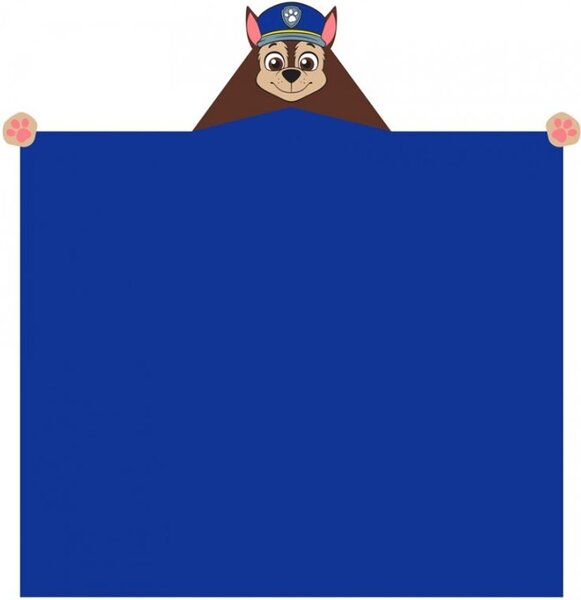 Dětská / chlapecká deka s kapucí Tlapková patrola - Paw Patrol - motiv Chase - Coral fleece 230 g/m² - modrá - 110 x 140 cm