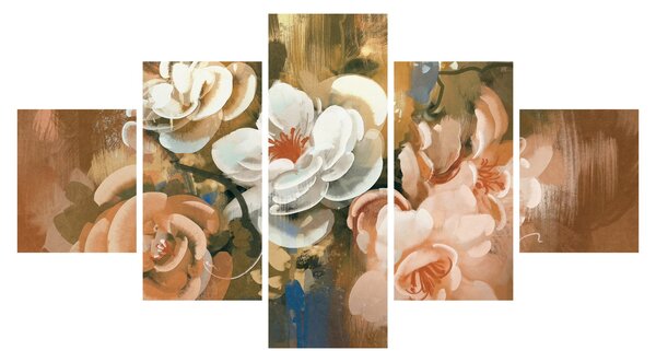 Obraz - Malovaná kytice květin (125x70 cm)
