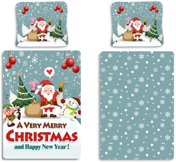 Vánoční bavlněné ložní povlečení A Very Merry Christmas and Happy New Year - 100% bavlna - 70 x 90 cm + 140 x 200 cm