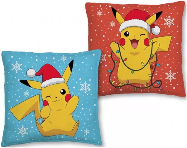Oboustranný polštář Pokémon Pikachu se zimním motivem - 40 x 40 cm