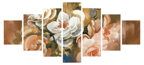 Obraz - Malovaná kytice květin (210x100 cm)