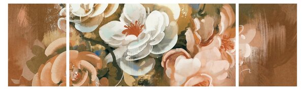 Obraz - Malovaná kytice květin (170x50 cm)