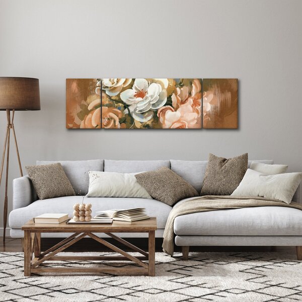 Obraz - Malovaná kytice květin (170x50 cm)