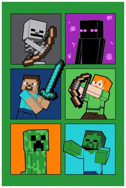 Fleecová deka Minecraft - motiv portréty - 100 x 150 cm